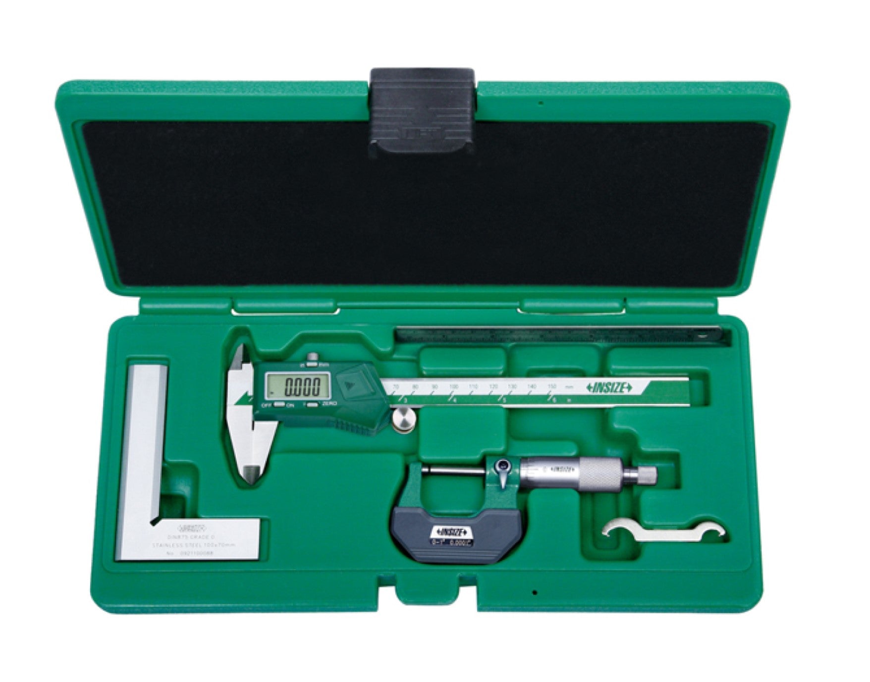 Insize, 5042-E INSIZE Electronic Caliper, Standard Micrometer, 90° Beveled Edge Square Tool Set